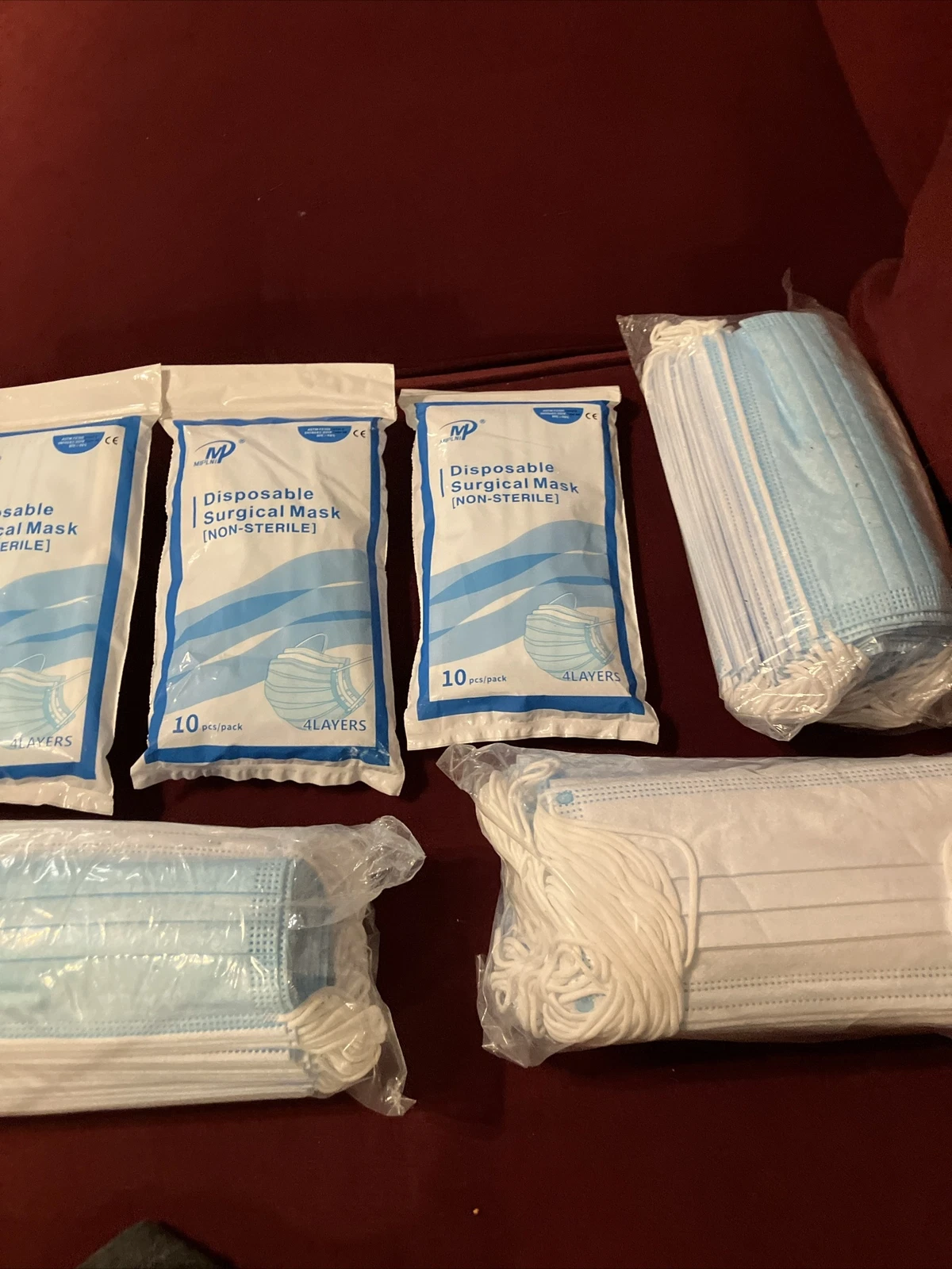 7 Packs Of New Disposable Surgical Non-Sterile, 4 Layers, Masks