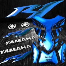 Chromed Blue Tribal Fire Tank Padyzf-r1 Emblem Sticker6silver Logoletter Kit Chromed Blue Tribal Fire Tank Padyzf-r1 Emblem Sticker6silver Logoletter Kit