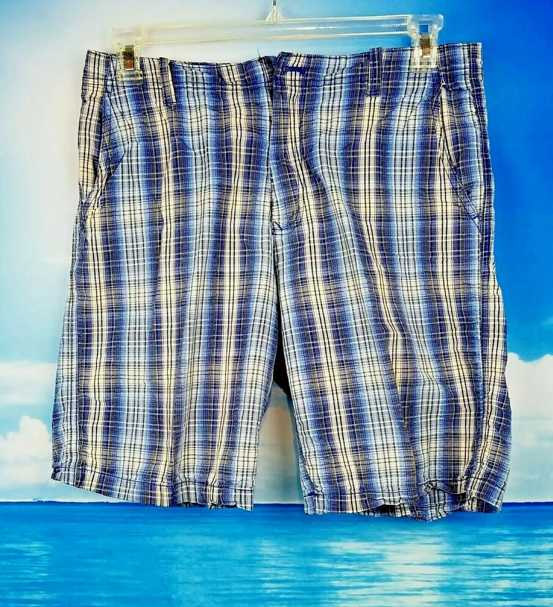 IZOD Mens BLUE PLAID Walking GOLF Tennis Shorts size 32 eBay