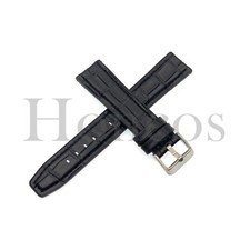 22MM Leather Rubber Watch Strap Fits The Blancpain X Swatch Antarctic Ocean BLK