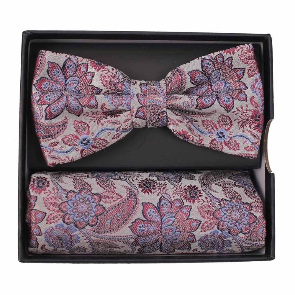 Prince Bowtie Atwardson Bow Tie Pocket Square Set Red Blue Floral FT41205