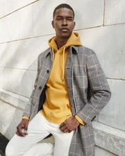 NEW EXPRESS $328 NEUTRAL PRINT PLAID WOOL BLEND CAR COAT SZ XL EXTRA LARGE