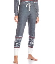 PJ Salvage Women's Isle Print Elastic Waistband Knit Sleep Joggers Charcoal