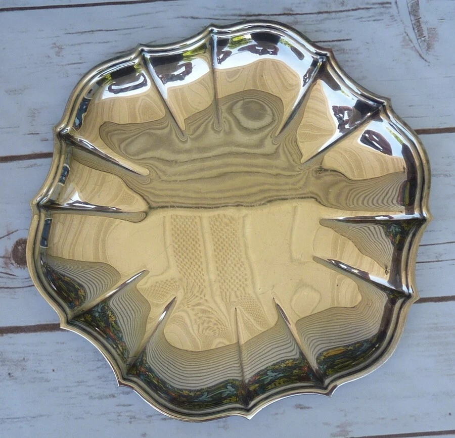 Plato de plata internacional vintage 11" Chippendale cuenco plato bandeja para servir 6321 Foto 2 de 4
