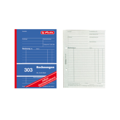 5x Herlitz Rechnungsbuch 303 / A6 / 2x 40 Blatt / selbstdurchschreibend