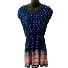 Mossimo Women's Medium Bohemian V-Neck Elastic Waist Fit & Flare Dress