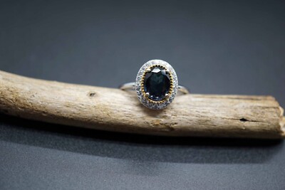 Blau Turmalin Solitär Ring 925 Silber Turmalin Ring Brillant Turmalin