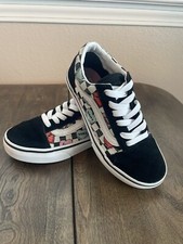 Girl's VANS 'Old Skool Candy Hearts' Kids Size 1 US Black Suede Canvas Lace up