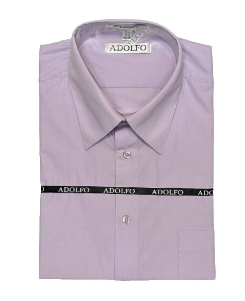 Camisas de vestir para hombre Adolfo de mezcla de algodón lisas