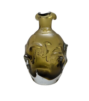 Vintage Aseda Sweden Olive Green Art Glass Decanter No Stopper Borgstrom?
