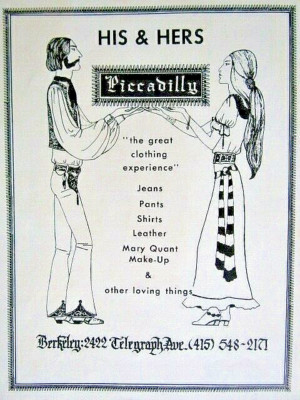 Picadilly Hippie Store Telegraph Ave Vintage 1971 Berkeley Ca. Original Ad