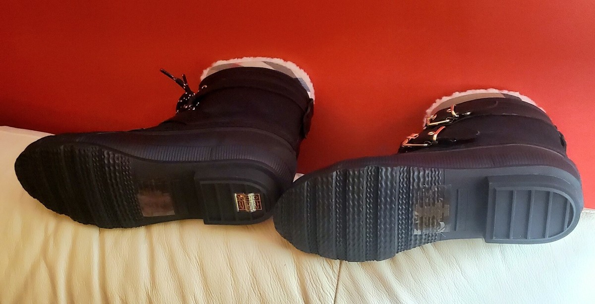 Burberry Shearling and Check Leather Rain Snow Boots New Authentic