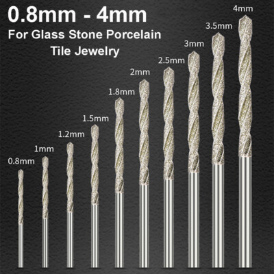 Diamond Tipped Twist Drill Bit For Glass Stone Porcelain Tile Jewelry 0.8-4.0mm 