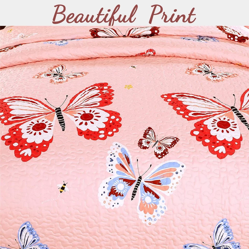 Colcha Cozy Line Home Fashions rosa microfibra reversível para meninas Q... - Imagem 4 de 4