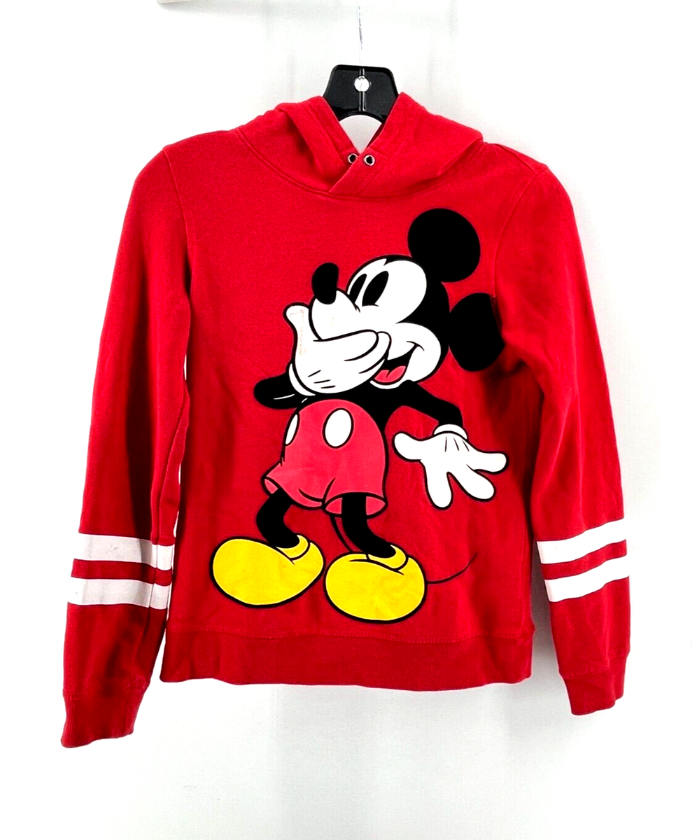 H M Disney Mickey Mouse Red Youth Kids Hooded Sweatshirt Hoodie Size S/M