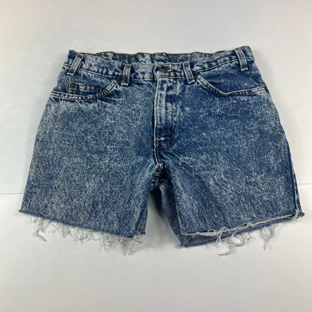 VTG Levi s Short Boy 29 Husky 905 Acid Wash Blue Cut Off Denim Orange Tab Tag 32 eBay