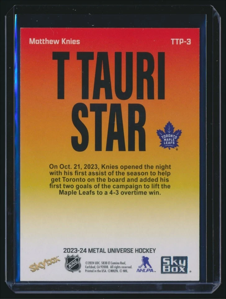 2023-24 Skybox Metal Universe T Tauri Star Rookie #TTP-3 Matthew Knies - Image 2 of 2