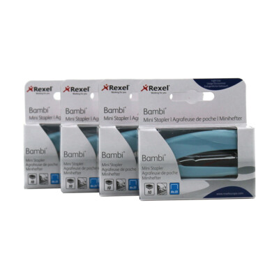 4 x ACCO 2104380-Pale Blue Rexel Bambi Mini Hefter Tacker blau