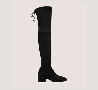 $1000 STUART WEITZMAN Accordion  Over-the-knee Boot STRETCH SUEDE BLACK 6 (PB36)
