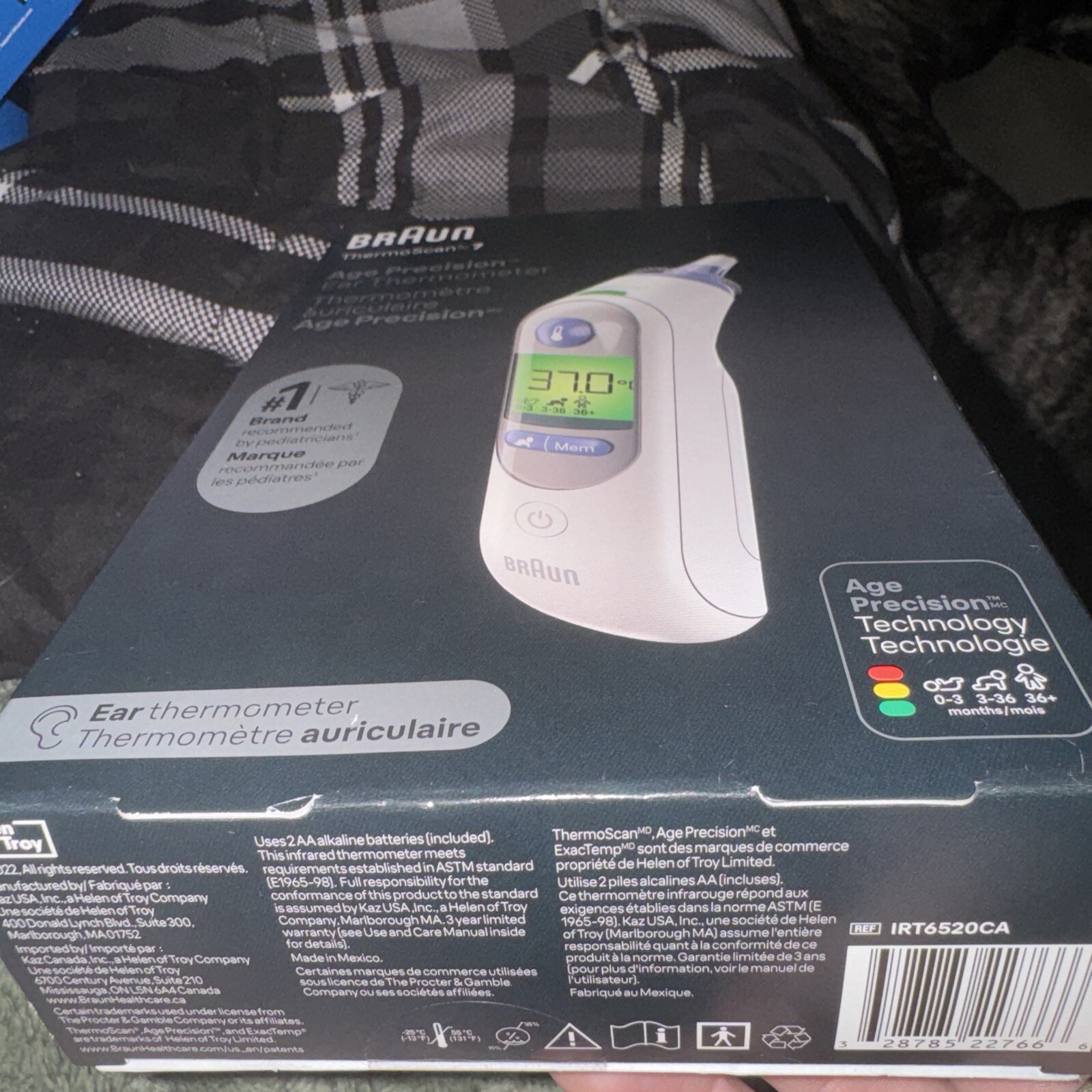 Braun IRT6520CA Thermoscan 7 Baby Digital Ear Thermometer Temperature