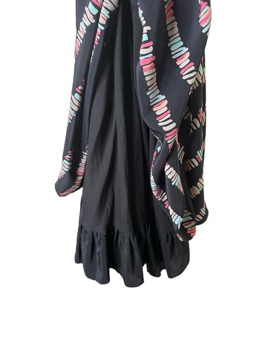 See By Chloe Silk Dress Size 4 Black Multicolor Brushstroke Print Ruffled Lining - Picture 4 of 15