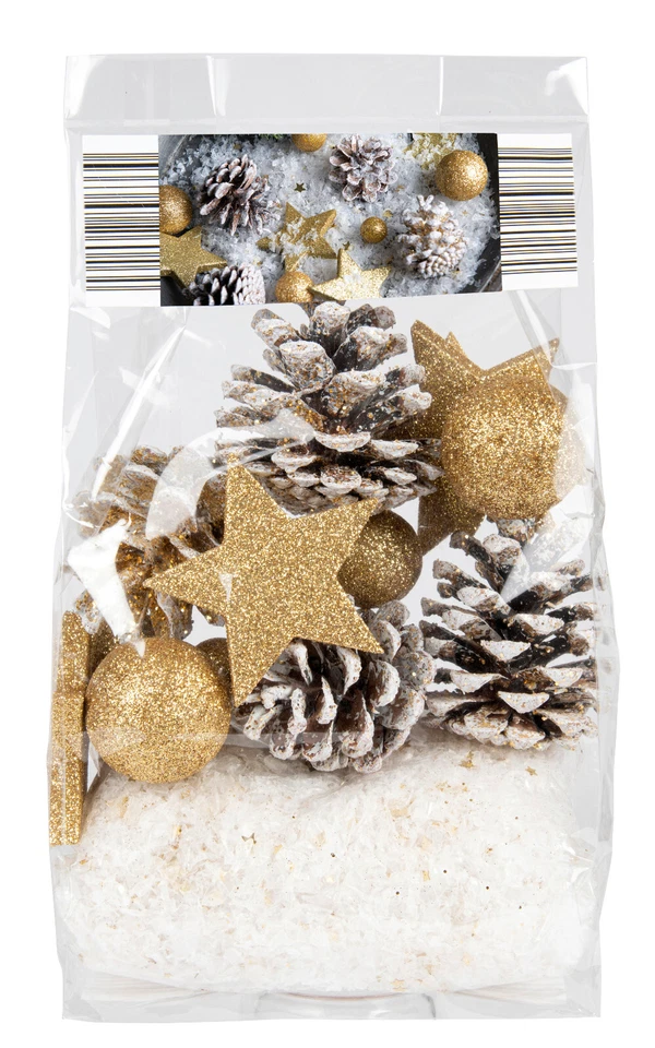 Deco Potpourri Set gelbgold, Weihnachts-Potpourri, Weihnachtsdeko Dekoschnee