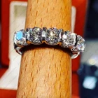 2.20 CT Round Cut Moissanite 5-Stone Engagement Band Ring  14K White Gold Plated