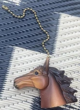 Horse Head Horseshoe Metal Bronze Colored Charm Keychain Zipper Pull