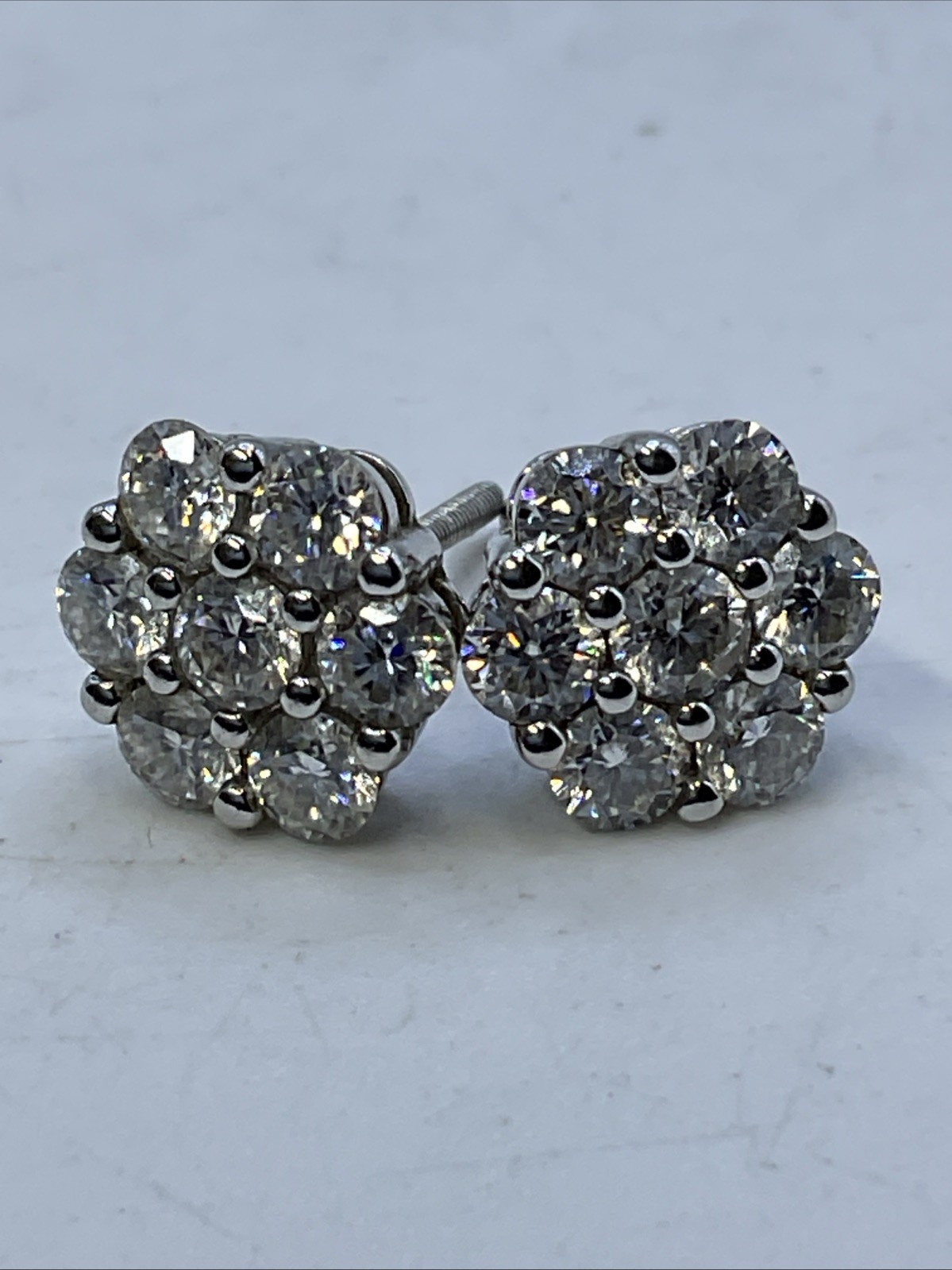 STUD Earrings Solid 925 Sterling Silver White Moi… - image 12