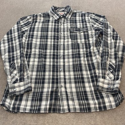 Levis Shirt Mens Medium Black White Plaid Pearl Snap Western Modern Fit Pocket