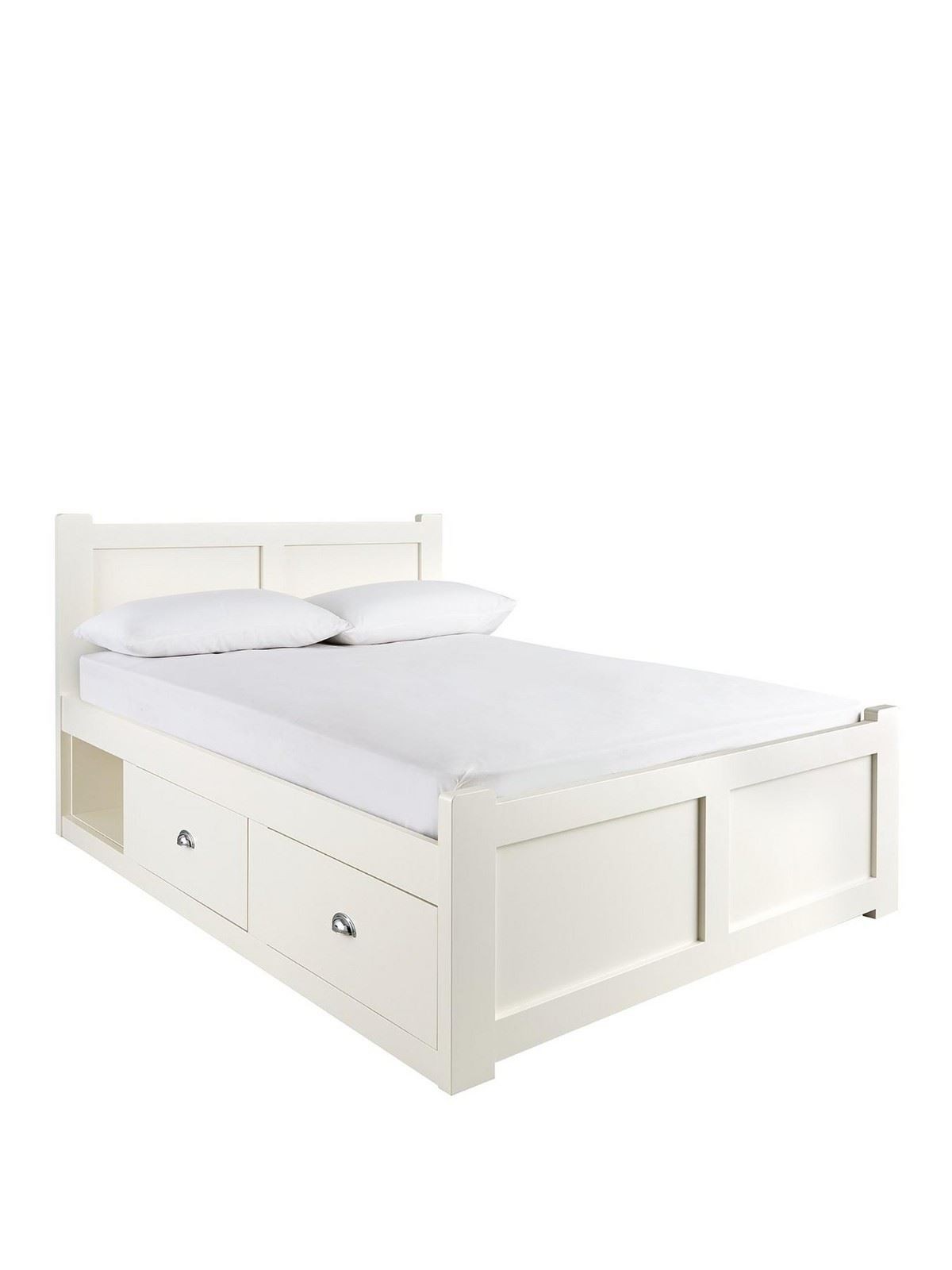 LTGB Double Bed with Storage, Wooden Storage Bed Bookcase Double Bed Frame with Shelves White Bed with Underbed Drawer - 4FT6 Single (135 x 190 cm) Frame Only 11 Geneva Bed Frame White Double with Storage Drawers & Open Shelves