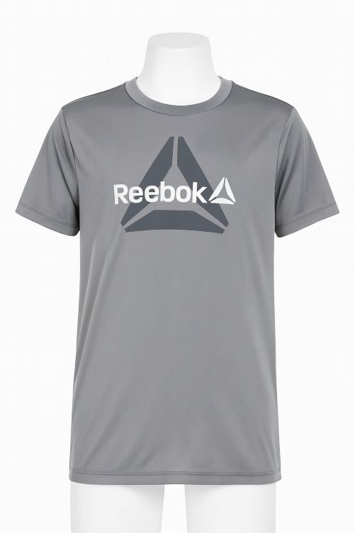 Reebok Girls Athletic Performance Graphic T-Shirt Gray Size L Short Sleeve NWT
