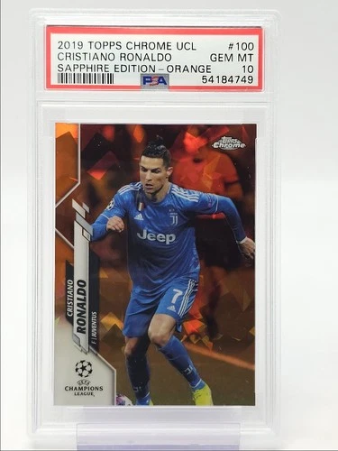 Cristiano Ronaldo 2019 Topps Chrome UCL Sapphire Orange /50 PSA 10 Q6159