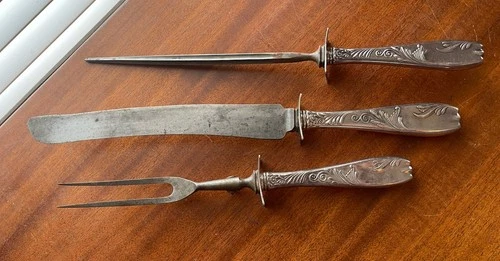 Antique Gorham Sterling Silver Carving Set Pat 1887 - 3 PCs