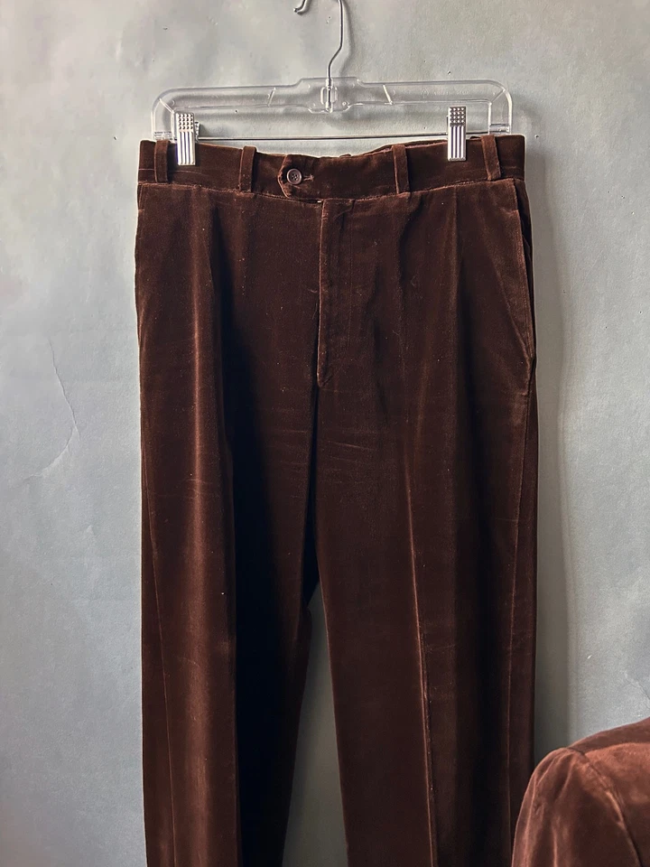 Traje a medida años 70 terciopelo marrón chocolate talla S 36/38 R hecho a medida Chile años 70 Foto 4 de 4