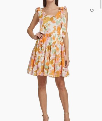 Mille Resort Travel NWT Kiara Tiered Mini Dress Harmony Floral Lined Cotton $342