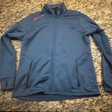 Klim Women XL Full Zip Mid Layer Jacket Gray Pink Logo Thumbholes Performance