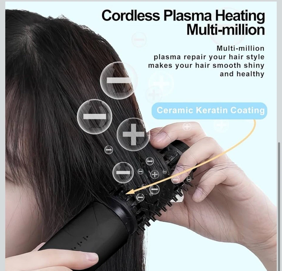 Plasma Hair Styling Brush Cordless Heated Curler and Straightener 40mm 4 Temp - Image 4 of 4