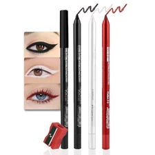 evpct 3Pcs Black  Red  White Gel Glitter Matte Metallic Eyeliner Pencils Set ...