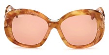 MaxMara MM0087 56E Tortoise Round Butterfly OVERSIZE Plastic Sunglass 55-16-140