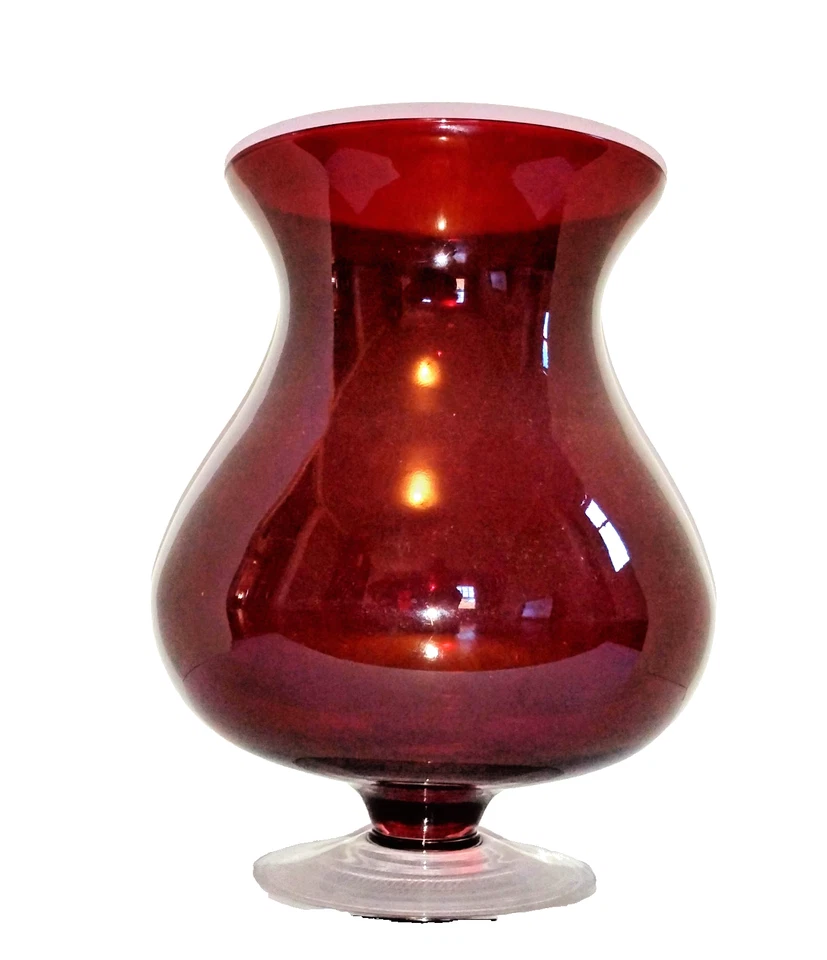 Castiçal vintage PartyLite P9099 vermelho rubi com pé de vidro furacão, aposentado  - Imagem 4 de 4