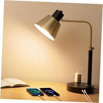Desk Lamp with Dual USB Charging Port, Heavy Duty Metal Task Light, 340 Modern