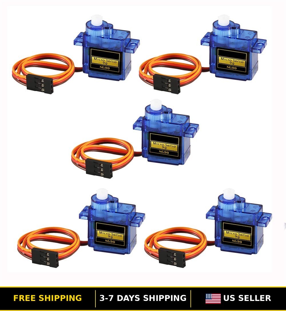 5 Pack 9g Micro Servo Motors for RC Helicopters and Projects