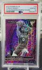 2020-21 Panini Flux Titan Rookies Tyrese Maxey #19 Purple Scope Prizm /38 PSA 10