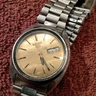 Vintage Seiko 5 Automatic Gold Dial Men's Watch Bracelet Runs Needs Crystal