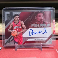 Amen Thompson 2023-24 Panini Donruss Elite Pen Pals RC On Card Auto Rockets