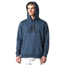 Adidas Men's Size XL Hoodie Fleece Sweatshirt Rubber Texture Logo Blue/Gray NWT