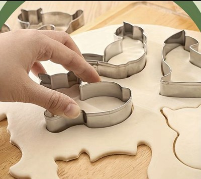 Cute Cat Shape Cookie Cutters 5 Pcs Stainless Steel Fondant Biscuits Pastries