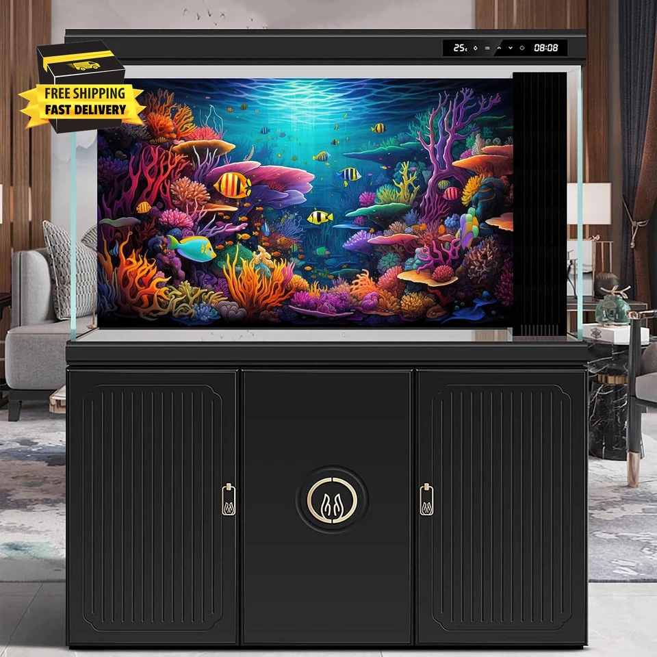 Фон для аквариума с коралловыми рифами подводными тропическими рыбами коралловыми рифами водными растениями - Изображение 2 из 4