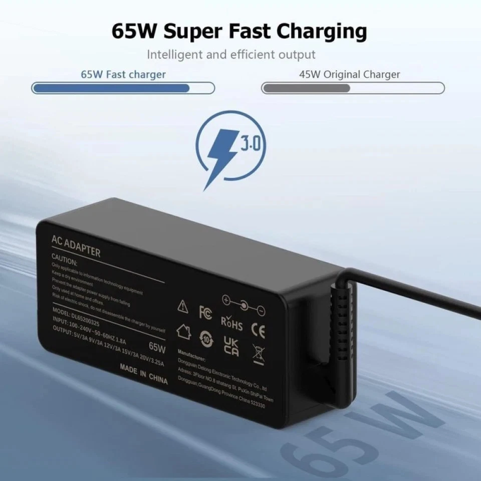 Type C Laptop Charger 65W - USB C for Apple, Lenovo, Samsung, Acer, NoteBook NEW - Image 3 of 4